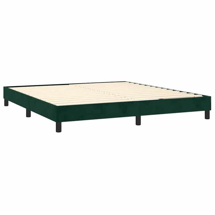 Exclusive House - Slatted Bed Base and Mattress Dark Green 180x200cm Velvet