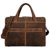 Genuine Leather Laptop Briefcase Bag for Men, Durable Vintage Office Travel Carry Business Messenger Shoulder Bag, Multi Pocket Zipper Work Handbag