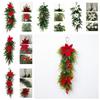 Red Berries Christmas Door Swag Poinsettia Blossoms Teardrop Shape Holiday Hanging Ornaments Durable Quality Vibrant Colors