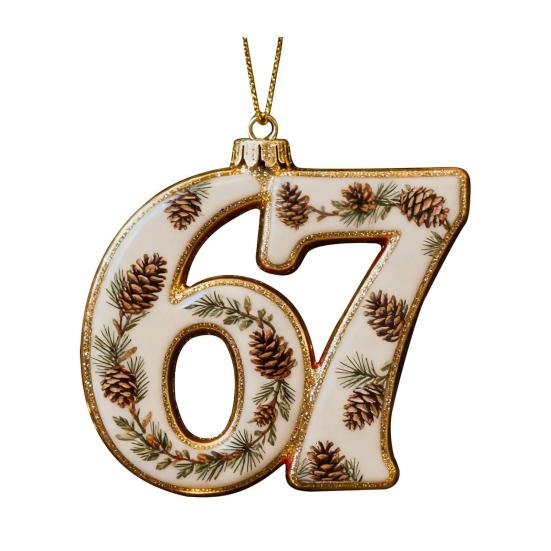 67 Christmas Ornament 2D Flat Funny Six Seven Meme Christmas Decoration