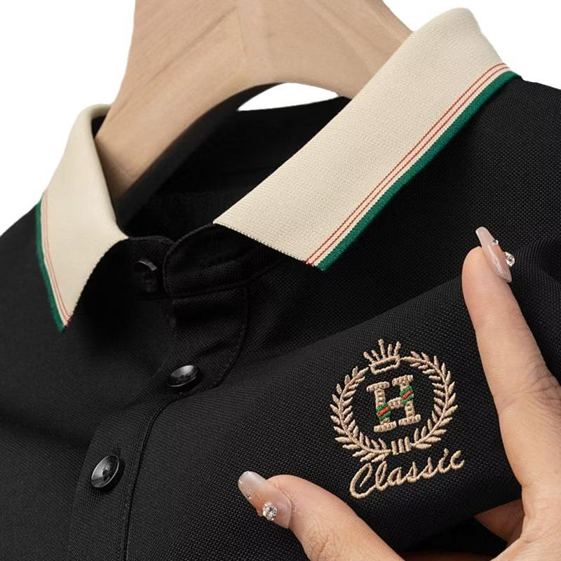 Men's 2024 Summer Light Luxury Polo Shirt - Short-Sleeved, Lapel, Trendy Business Casual T-Shirt