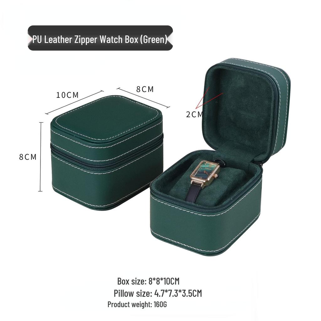 Luxury PU Leather Zippered Watch Box for Men