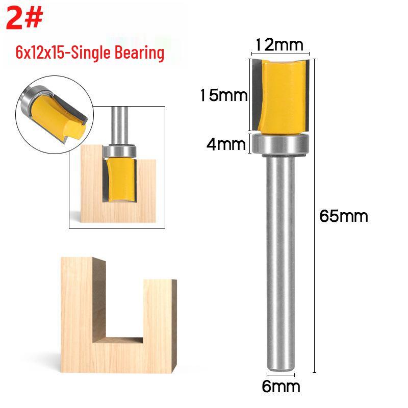 6-Pattern Guide Trim Router Bit with Bearing for Woodworking