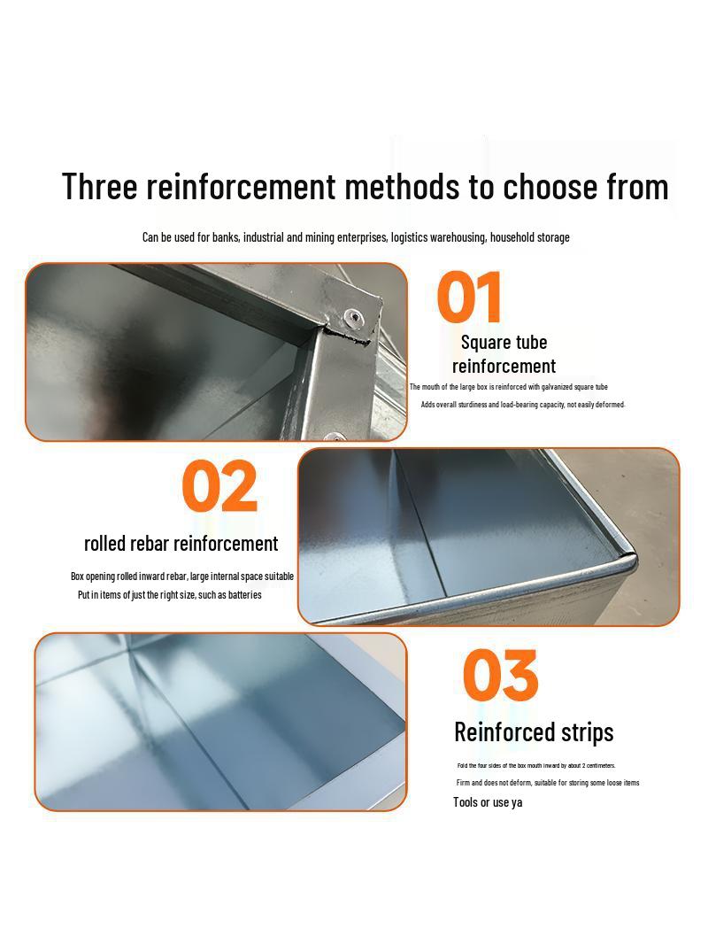 Large Rectangular White Tinplate Storage Box with Lock 30x20x15cm 06mm thick 2790₽