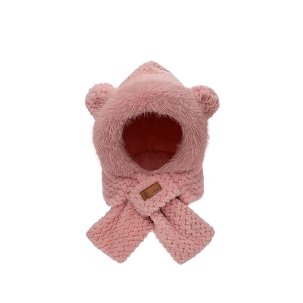 Warm Plush Scarf Soft Winter Neckerchief Cartoon Bear Ear Hat  Ski