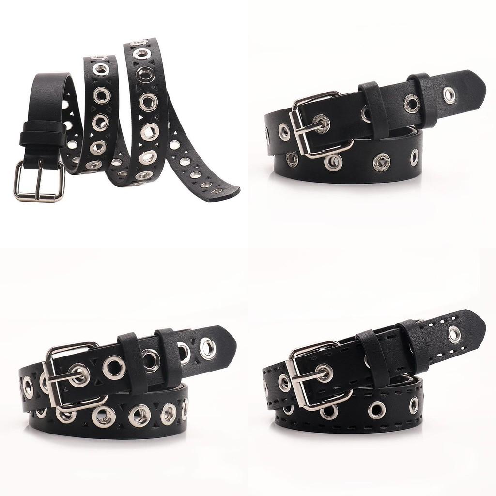Style Hop Hip Belt Punched Pattern Iron Buckle Casual Street Decoration Fashion