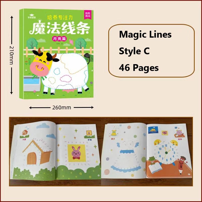 Kids Magic Line Drawing Book, 46 Pages Connect Dots Activity Workbook, Fun Way To Build Concentration & Hand-Eye Coordination