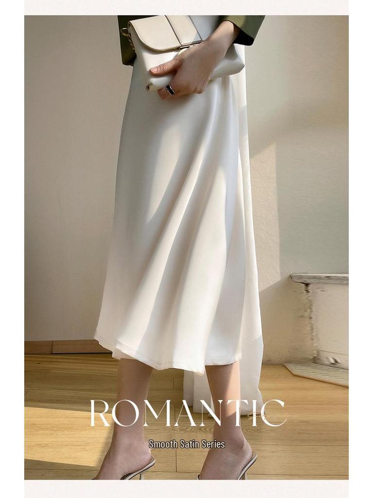 Women's Summer Mulberry Silk High Waist A-line Midi Skirt