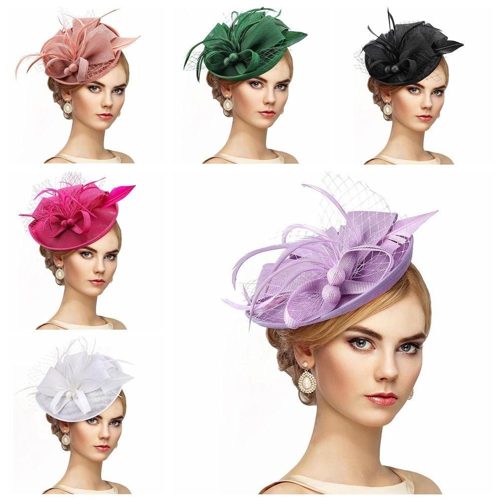 Exquisite Tea Party Mesh Hair Band Bowknot Bride Headdress Vintage Feathers Fascinator Hat  Lady