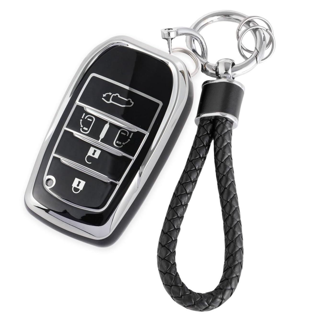

[HOYZE] New Voxy 90 Series Key Case Noah 90 Series Key Cover Cute Car Smart Key Case Alphard Vellfire 40 Series Scratch Resistant (Silver Black)