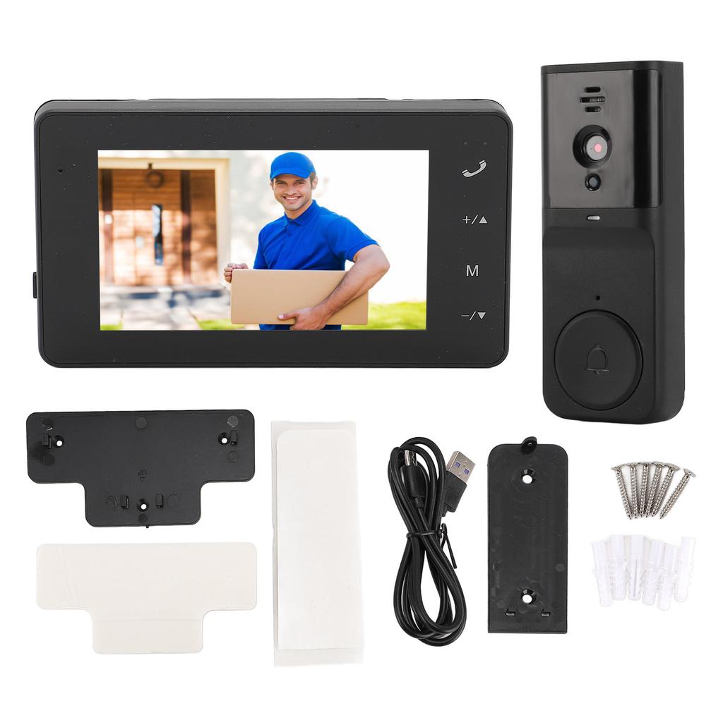 Video-Gegensprechanlage mit 4,3-Zoll-Farbbildschirm 170-Grad-Weitwinkelobjektiv Hi-Fi-Mikrofon Tag/Nacht