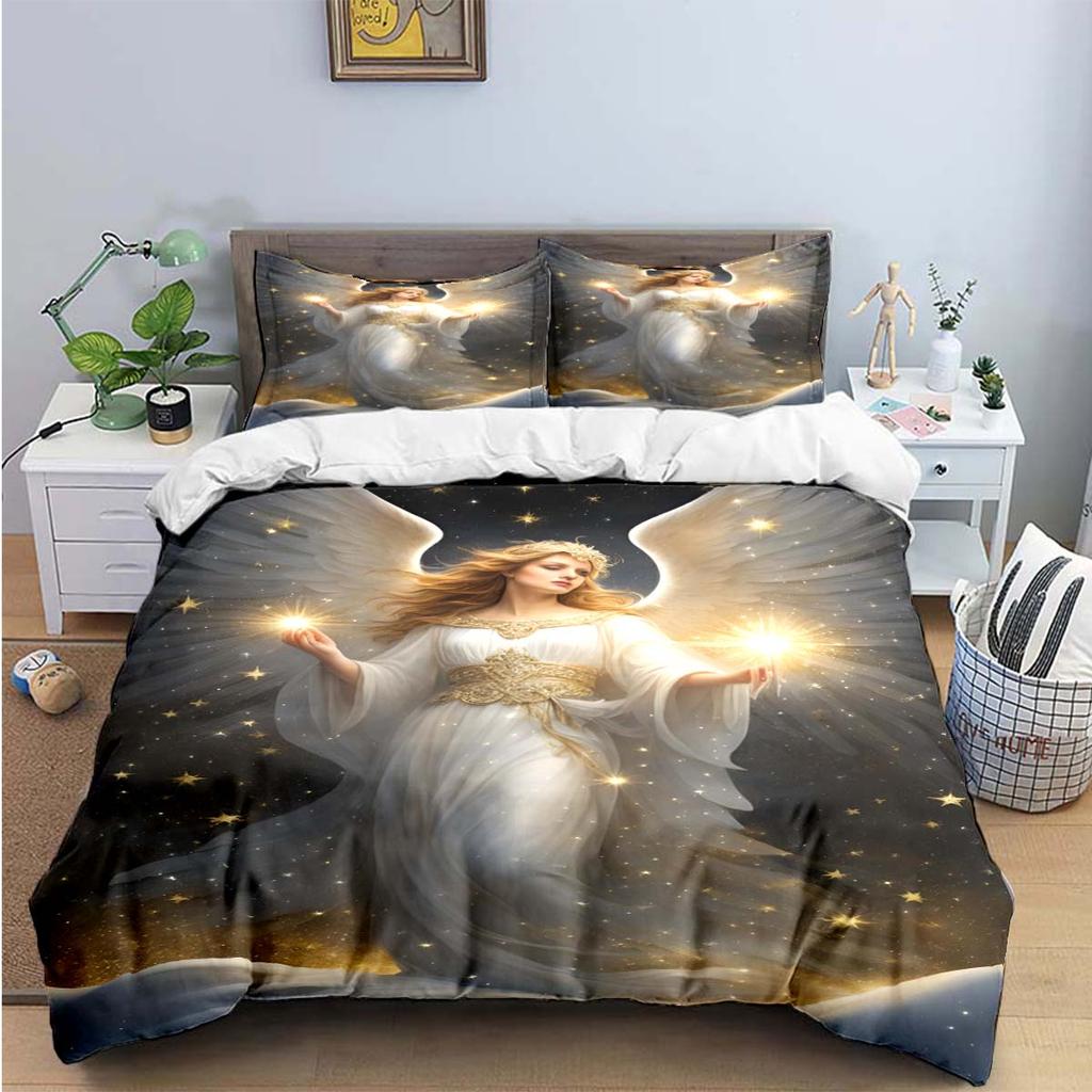 Comforter Exquisite Angel Wings Printed Bedding Sets Exquisite Set Bed Comforter Set Bedding Set Luxury Birthday Gift