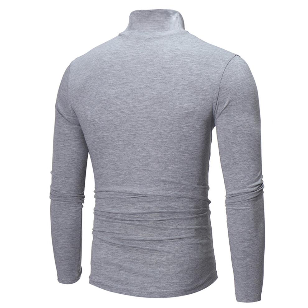 (gray, L) Men Turtleneck Long Sleeve Shirts Solid Undershirt Lightweight Base Layers Thermal Underwear Sweater Pullover Tops 2025