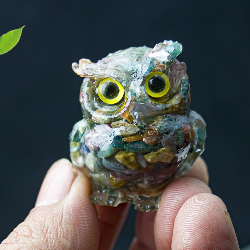 Uil Hars Kristal Beeldje Met Natuurlijke Watersteen Voor Huisdecoratie En Cadeau Geven