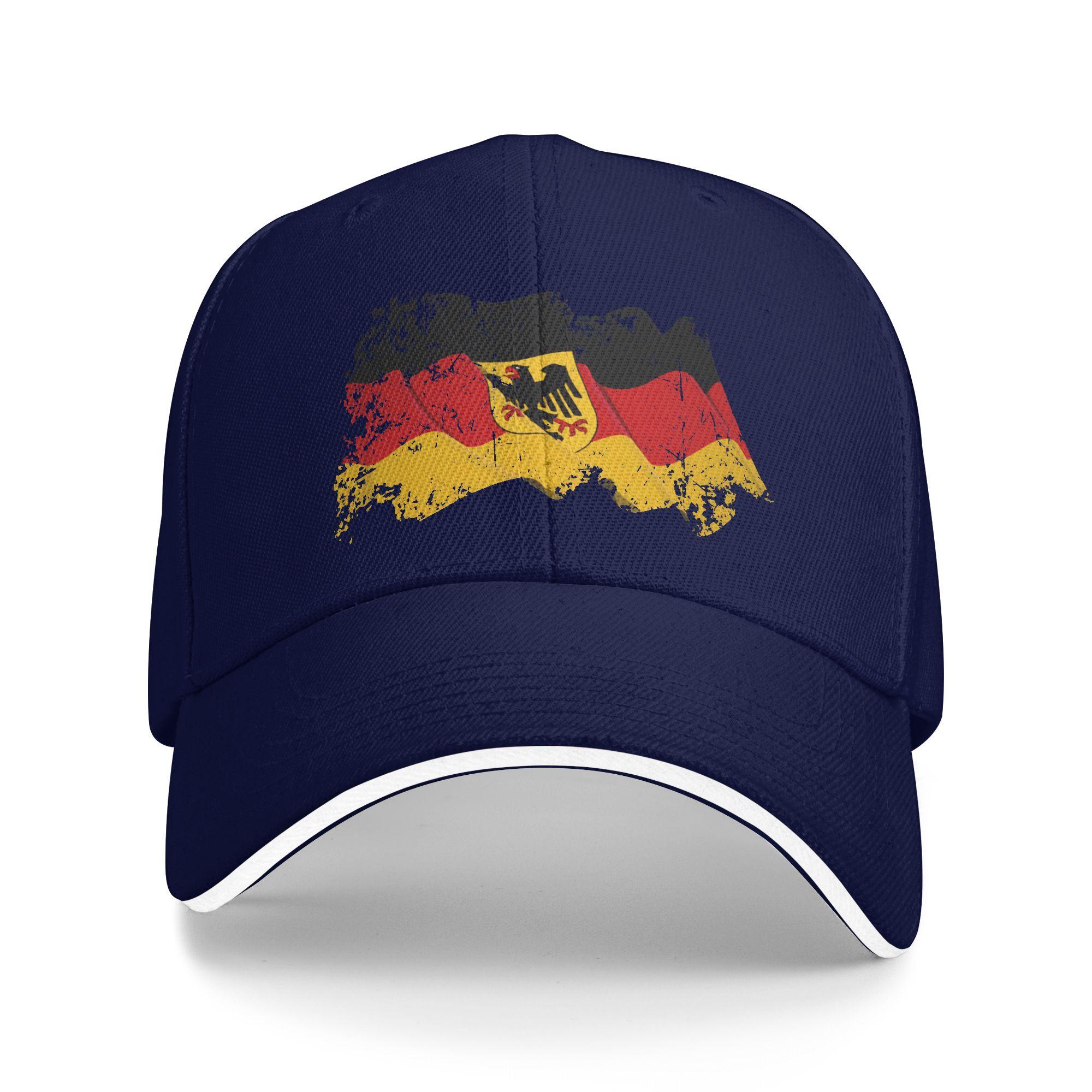 

Deutschland Flag of German Casual Baseball Cap Summer Adjustable Kpop Rock Hip Hop Hats Men Adult Fitted Retro Baseball Caps One Size темно-синього кольору