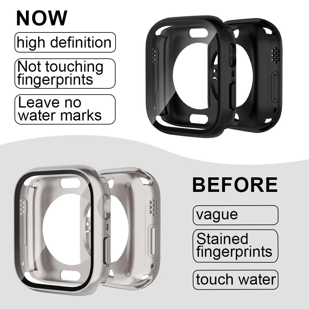 Waterproof Cover+Glass for Apple Watch 11 10 Case 46mm 42mm 45mm 41mm 44mm Hard PC Screen Protector for iWatch 9 8 7 6 5 4 SE 7