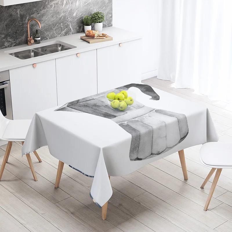 Abstract Art Food Illustration Tablecloth Oil-proof Tablecloth Waterproof Picnic Fabric Nordic Home Decoration