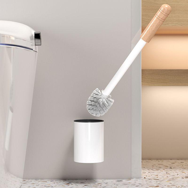 Black Aluminum Toilet Brush Set Walnut Long Handle Removable Wash Soft Bristle Cleaning Brush Wall Mounted Bathroom Accessories