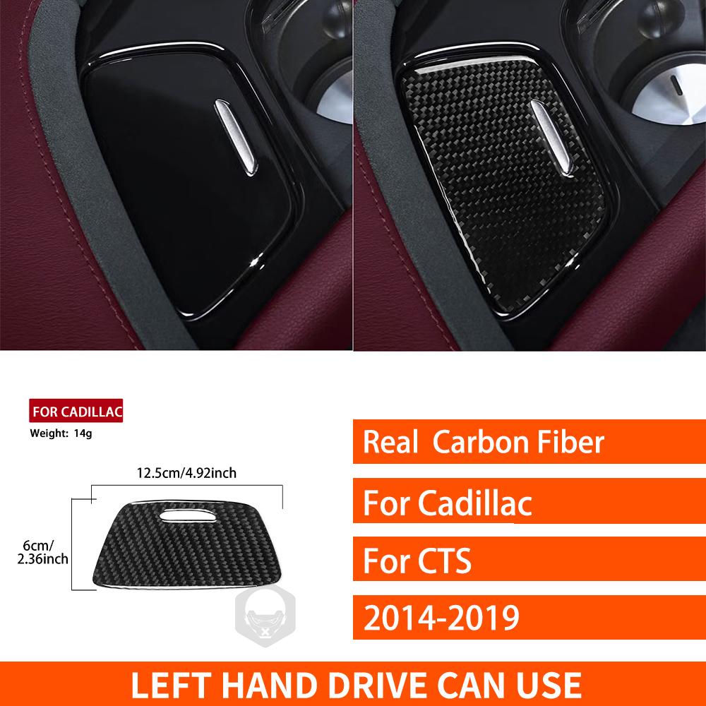 For Cadillac CTS 2014- Real Carbon Fiber Stickers Central gear shift storage box panel Car Accessories Interior decorative