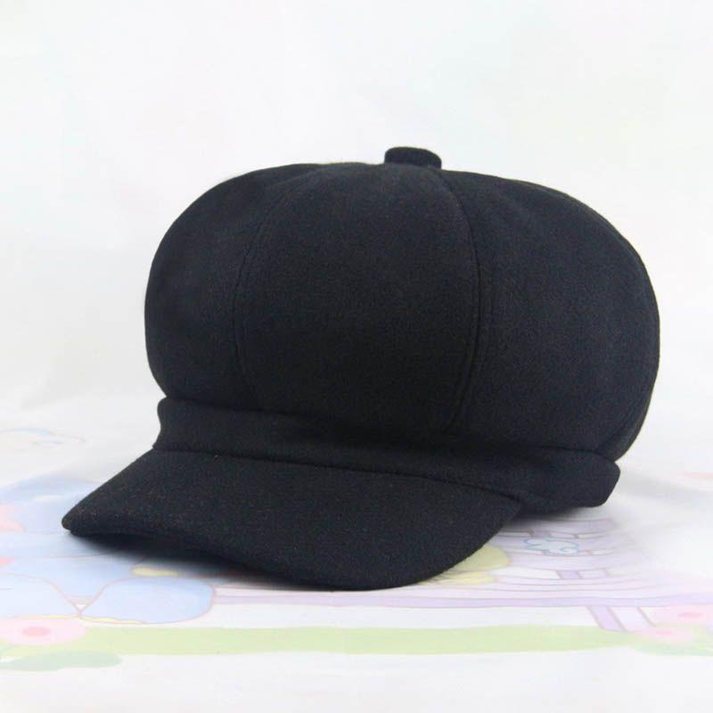 Chic And Stylish Women Vintage Solid Wool Gatsby Newsboy Octagonal Hat Cabbie Driver Cap