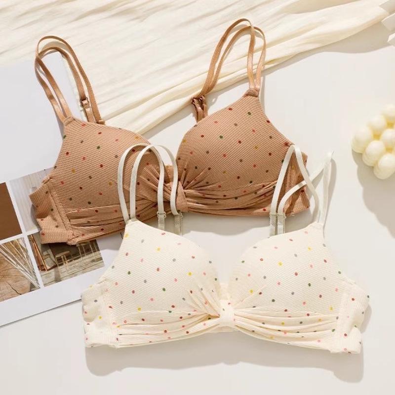 Seamless Push-Up Polka Dot Bra with Back Support