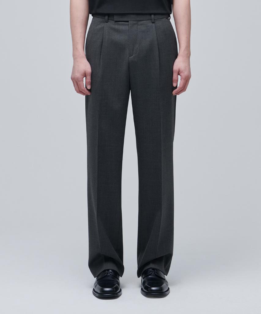 MUSINSA STANDARD Wool Blend Wide Hidden Banding Slacks [Medium Gray]