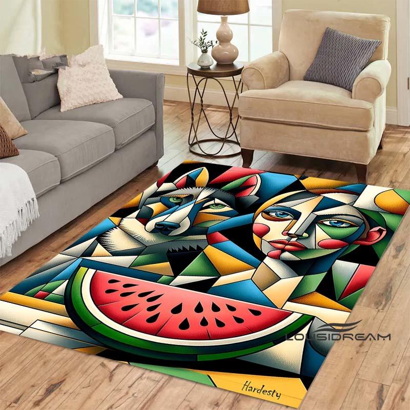 Customizable Picasso Style Painting Printed Carpet Fashion Non-slip Floor Mat Outdoor Door Mat Play Mat Birthday Gift