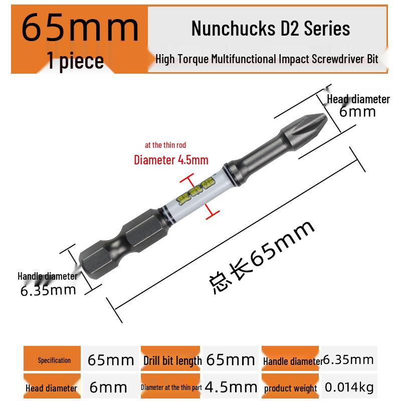 Nunchucks D2 Series Magnetic Alloy Steel Phillips Drill Bit - High Hardness & Impact Resistant