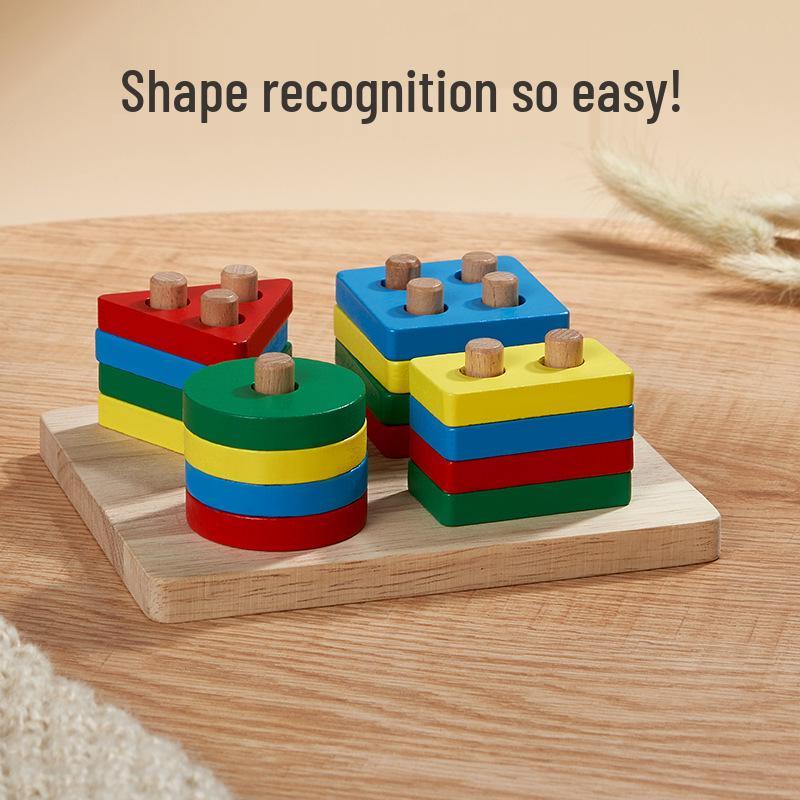 Montessori Wooden Geometric Shapes Matching Toy Set for Infants and Toddlers