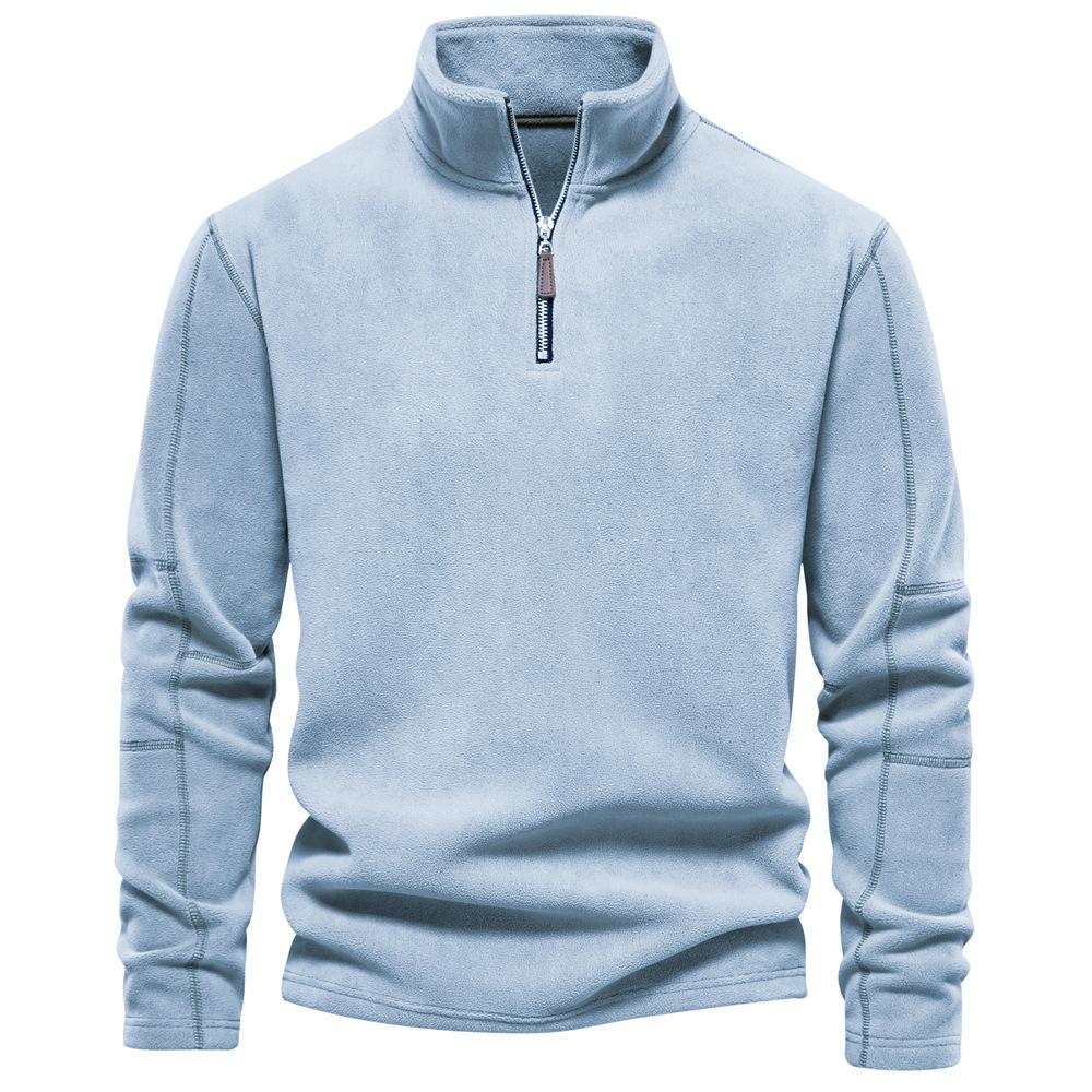 

Men s Autumn and Winter Stand-up Collar Half-zipper Long-sleeved Sweater Stand-up Collar Fashion All-match Men s Shake Fleece Top XXL синій