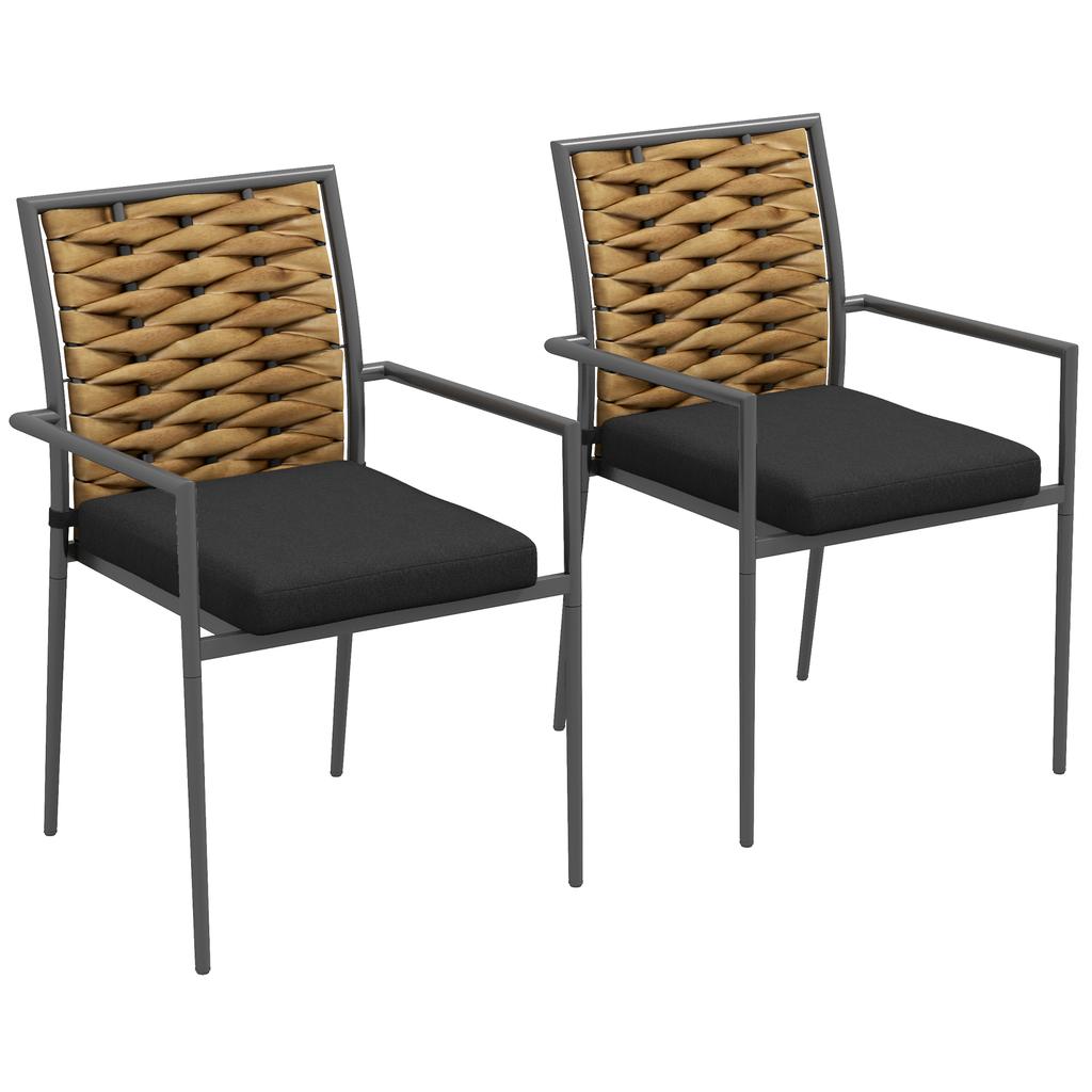 Garden Chairs Outdoor Chairs Patio Chairs, Weather-Resistant, Modern Design, 57 x 58 x 87cm, Brown+Black+Gray