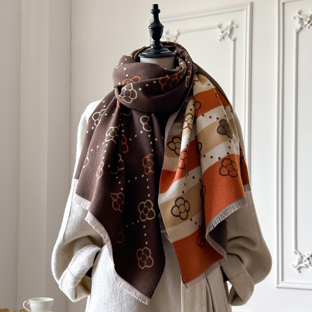 Luxury Autumn and Winter Cashmere Scarf Women New Warm Pashmina Blanket Poncho Scarves Fashion Print Shawl Thick Foulard Bufanda