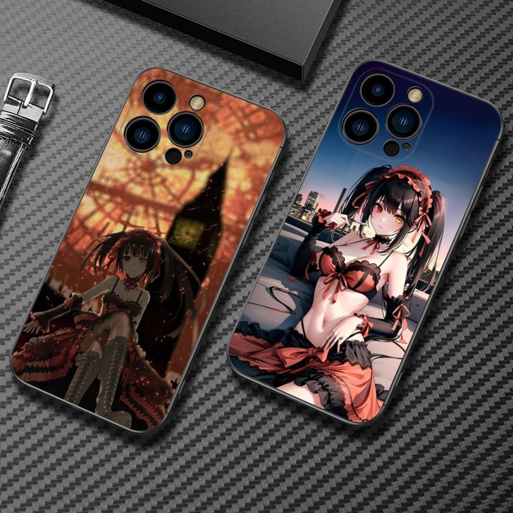 Date a live Tokisaki Kurumi Phone Case For iPhone15,14,13,12 Mini 11 Pro XR,X,XS,MAX 7,8 Plus Silicone Cover Soft Black