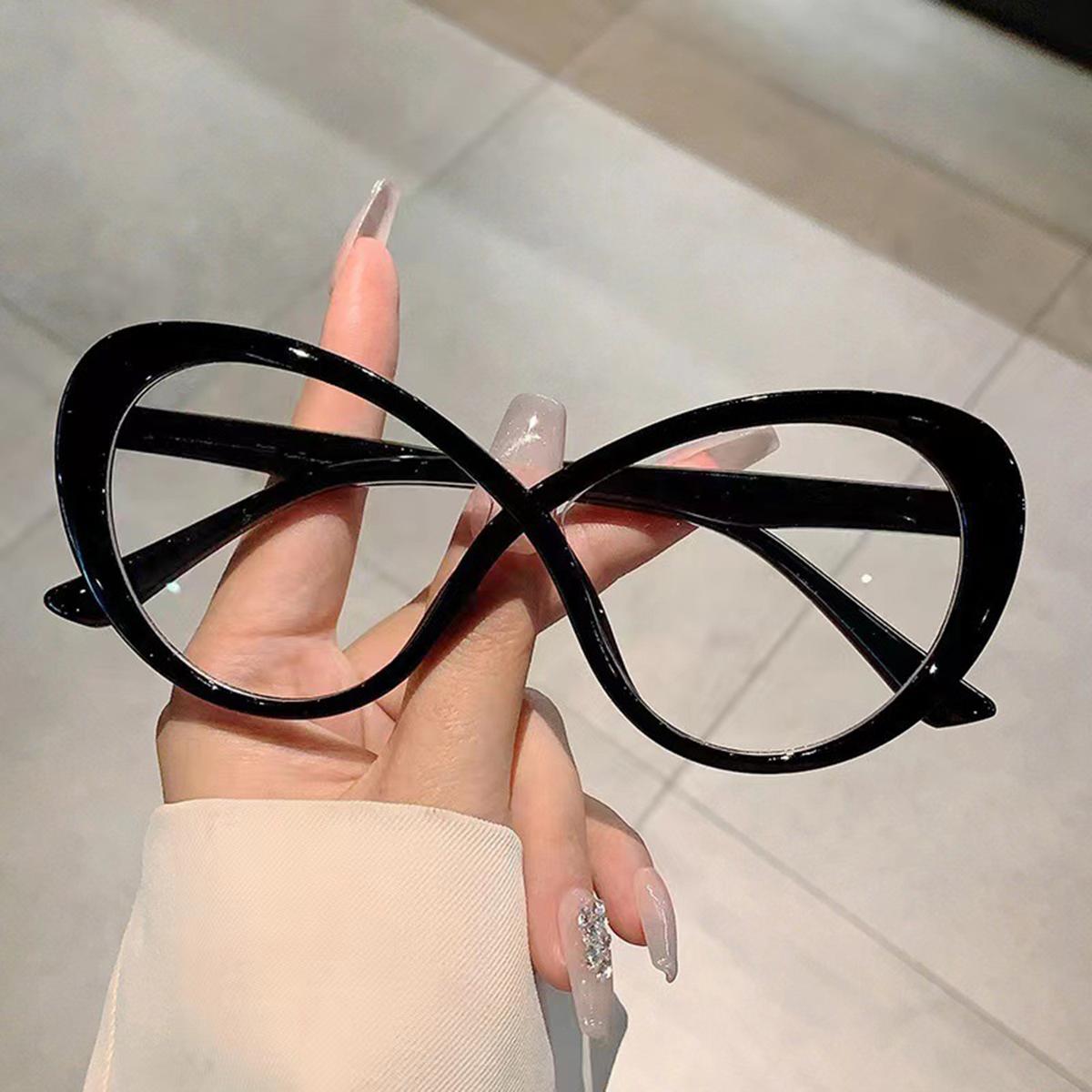 

Ретро-очки кошачий глаз в черной оправе, супертонкие модные женские синие очки чёрный