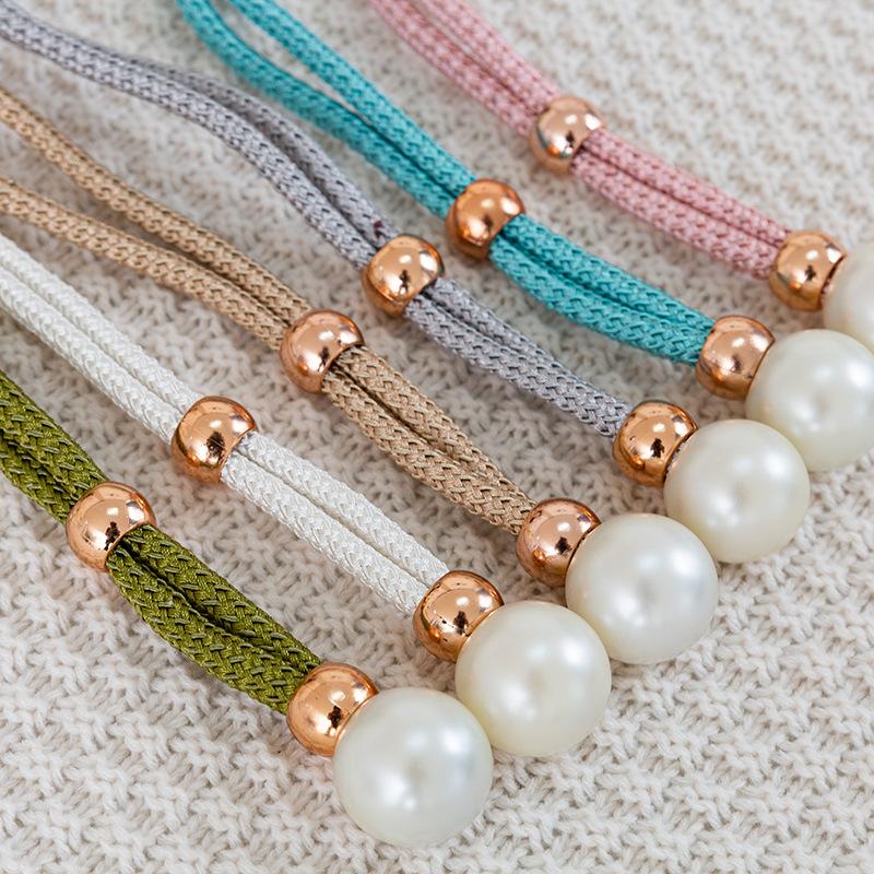2Pcs Pearl Curtain Tiebacks, Curtain Pearl Tiebacks, Decorative Fixings, Rope Curtain Tiebacks No Punch Adjustable Pull-Outs