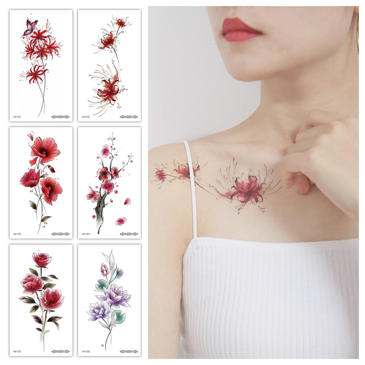 

6 листов Временные татуировки Фальшивые женщины Татуировка Наклейка Водонепроницаемые татуировки для девочек Татуировка боди-арт