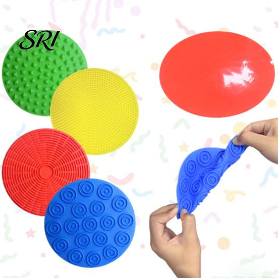 Multi-texture Fidget Mat 4Pcs/Set Silicone Sensory Focus Aid Anxiety Stress Relief Textured Toy Quiet Decompression Round Tactile Pad Desk Durable