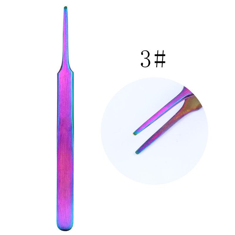 Colorful Stainless Steel Nail Art Tweezers Precision Anti Static Eyelash Tweezers Make Up Tool Accessories