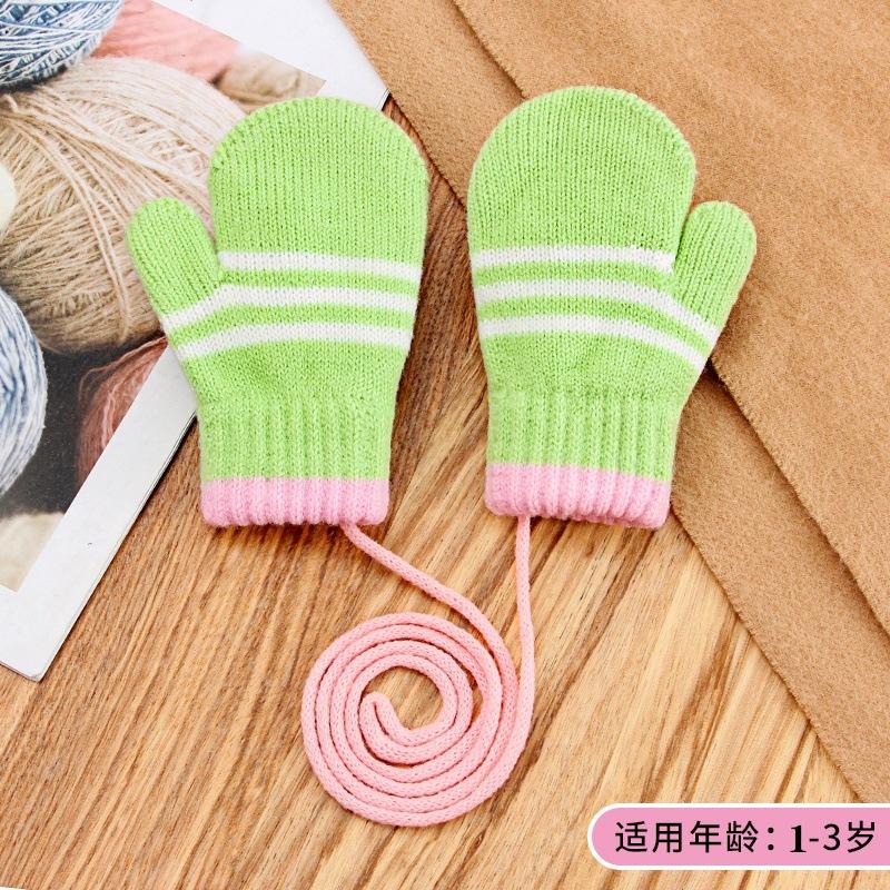 Autumn and winter baby finger knitted children's gloves bag finger velvet warm toddler neck children's models