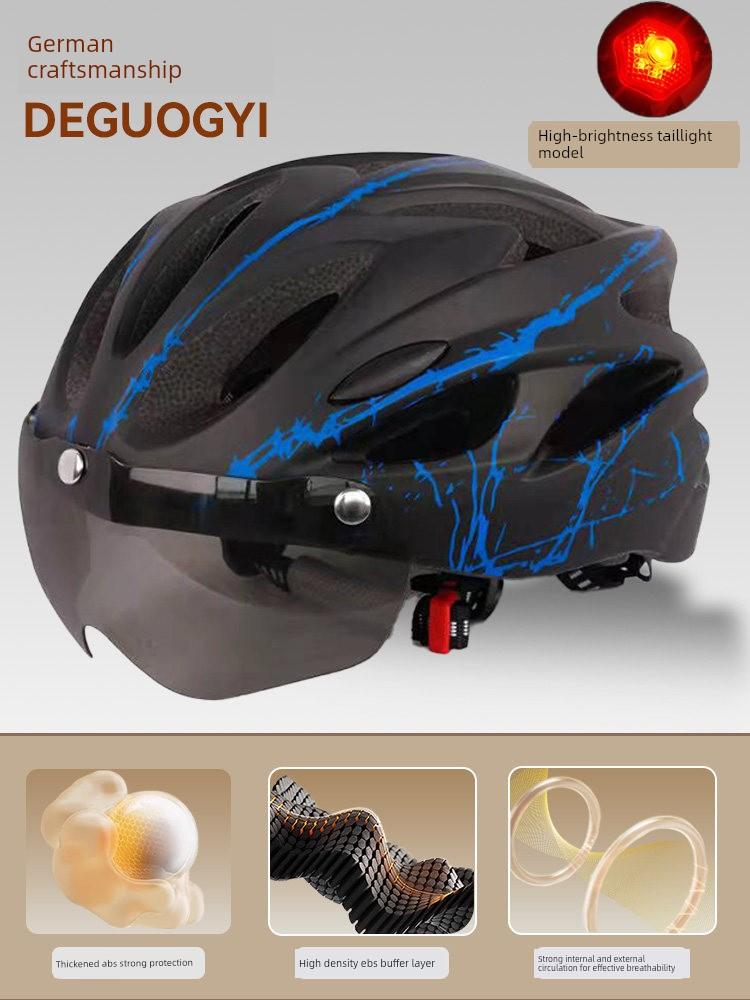 Yu Zhaolin's Premium Bicycle Helmet with Integrated Goggles, One-Piece Riding Helmet for Men and Women, Mountain and Road Safety Helmet