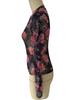 Spring and Summer Elegant Rose Floral Printed Small Standing Collar Mesh Yarn Slimming Tops for Women Versatile Closet Essential Fashion Items Shirt