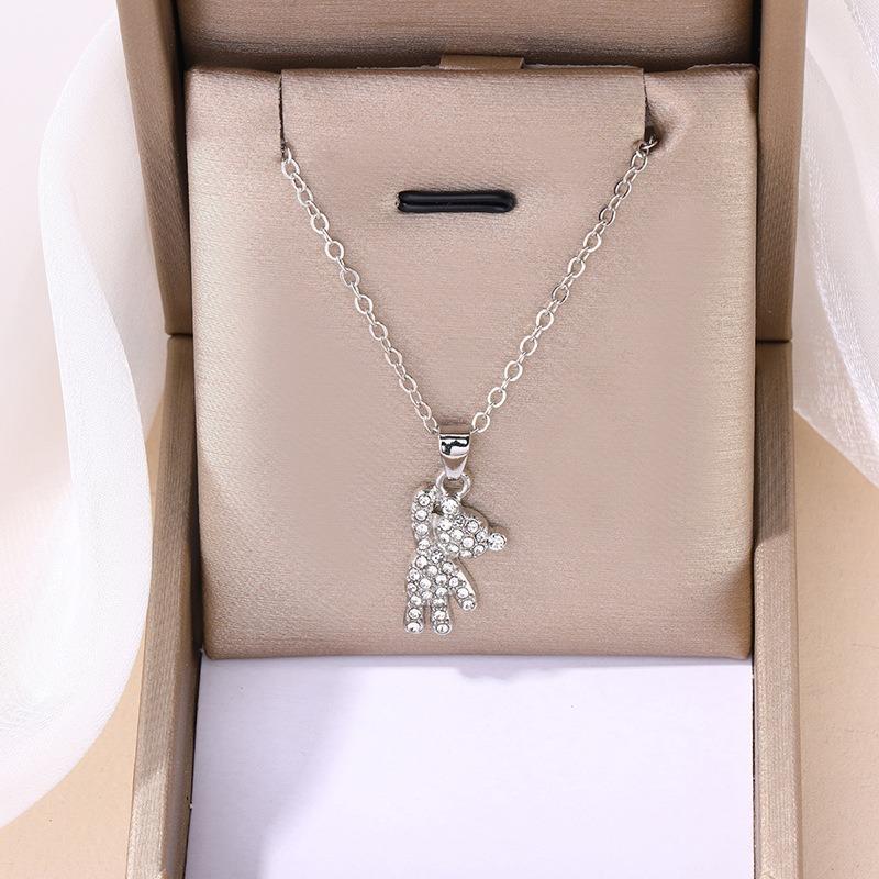 Autumn New Accessories Fashion Alloy Diamond Pendant Women's Cute Animal Bear Necklace