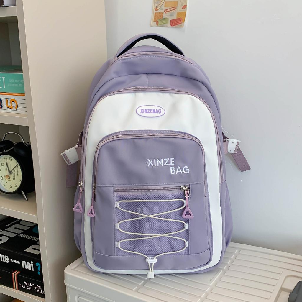 High-value student schoolbag female cute simple girl backpack junior high school students casual large-capacity backpack tide