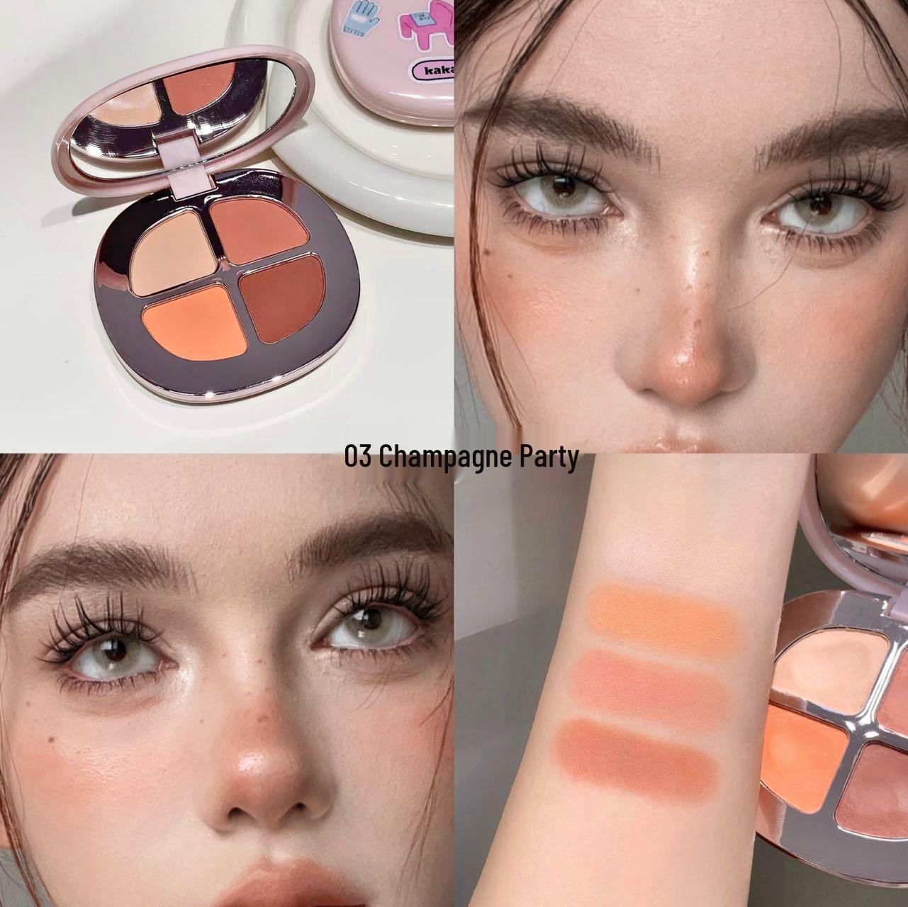 Kakashow Blooming Cheek Palette: Four-Color Blush & Contour for a Vibrant, Enhanced Complexion.