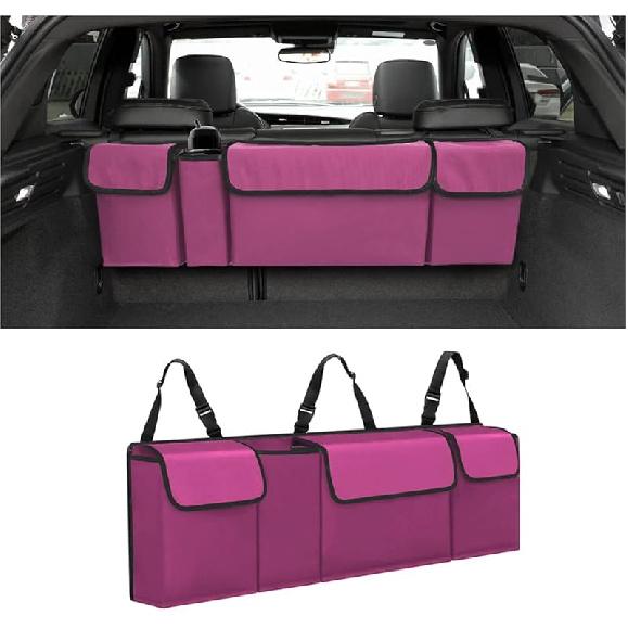 AUCELI Car Trunk Organizer, Backseat Hanging Large Storage With Adjustable Straps, Waterproof Collapsible Cargo Bag With 4 Pockets, Sturdy Space