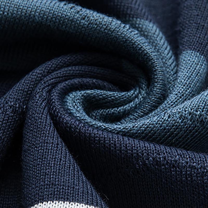 Męska koszulka z długim rękawem, dzianina, swobodny wzór w paski, swetry