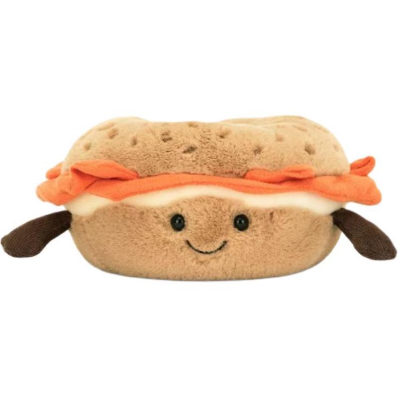 

JELLYCAT Fun Food Bagel Companion Comfort Doll Plush Doll 7cm Height 14cm Length