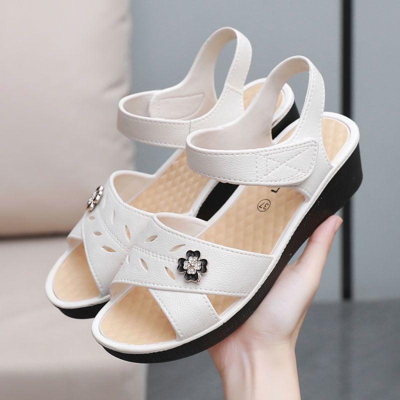 Women's Sandals Roman Style For Office Work With Low Heels Black Ladies Shoes Comfortable And Elegant On Offer Premium Or