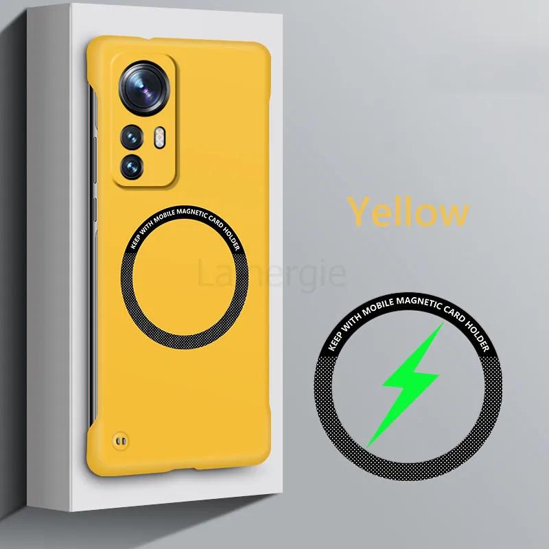 

Безрамочный магнитный тонкий чехол для Magsafe для Xiaomi 12 Pro 13 Ultra 12X 12S Pro Xiaomi12 5G, жесткая задняя крышка с беспроводной зарядкой For Xiaomi 13 Ultra жёлтый