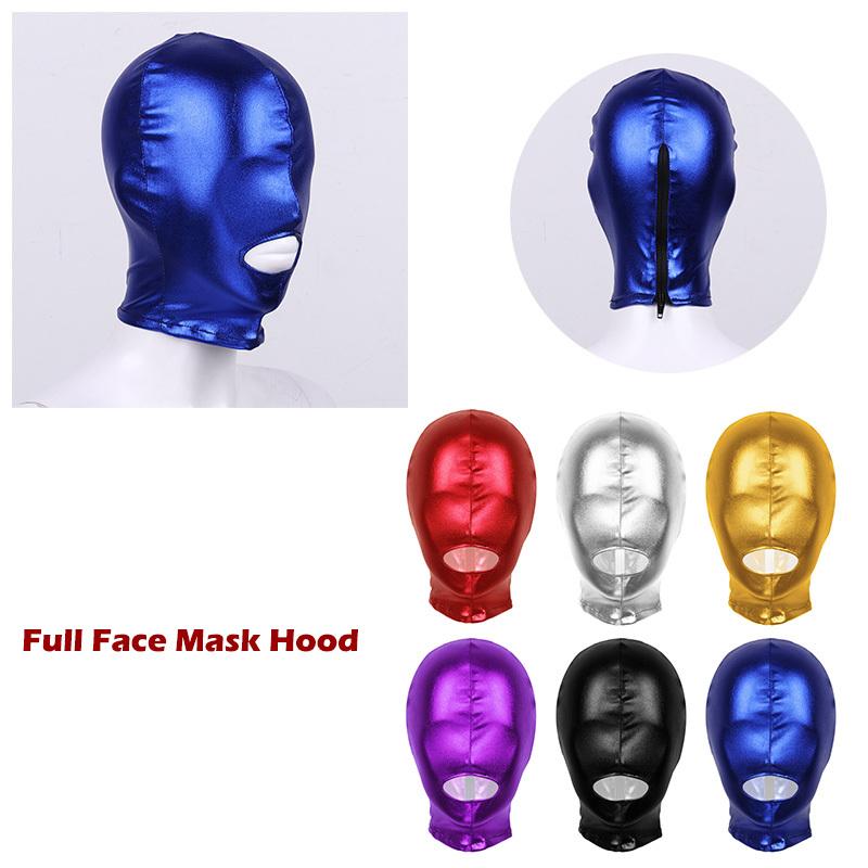 Unisex Latex Haubenmaske Glänzend Metallisch Offenes Mundloch Kopfbedeckung Kopfschmuck Vollgesichtsmaske Haube Rollenspielkostüm Latex Kopfbedeckung
